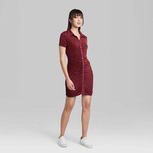 Wild Fable Berry Red Burgundy Button-Down Mini Dress